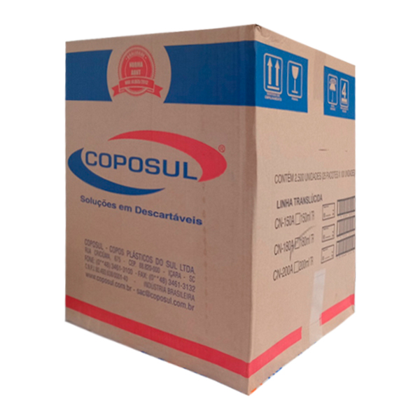 (CAIXA) Copo Descartável Coposul 180ml Transparente c/2.500un