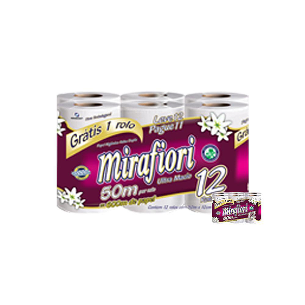 (PACOTE) Papel Higiênico Folha Dupla Mirafiori c/12 de 50m