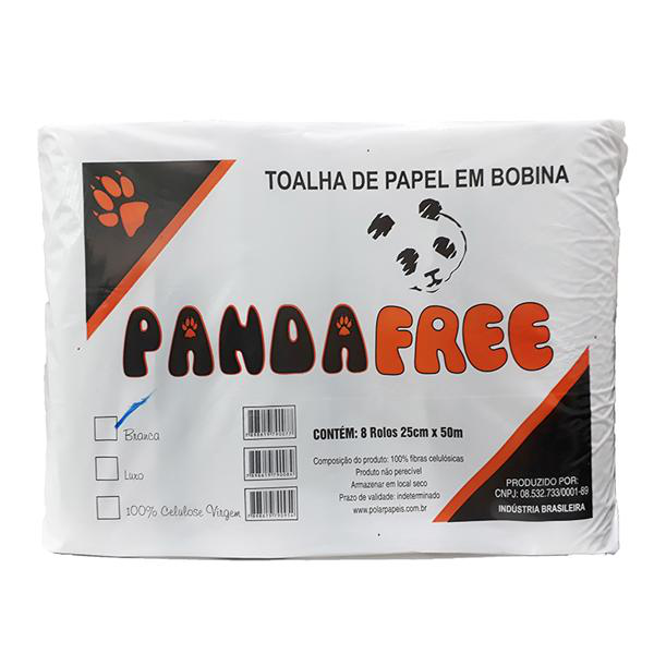 Papel Toalha BOBINA Branca 25cm x 50m Panda c/8 rolos