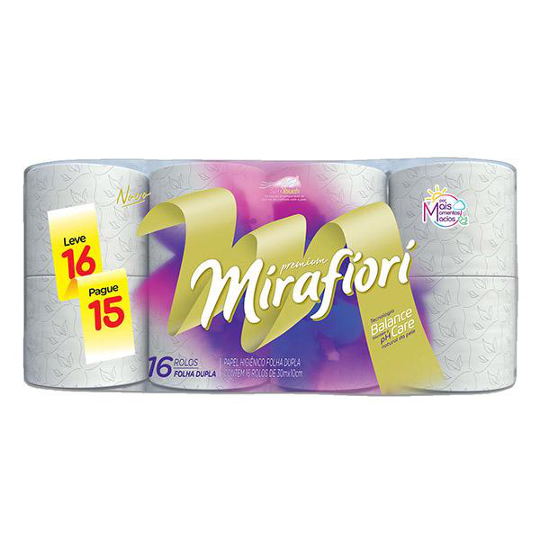 (PACOTE) Papel Higiênico Folha Dupla Mirafiori c/16 de 30m