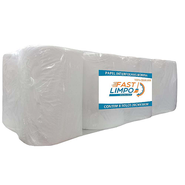 Papel Toalha BOBINA 100% CEL 20cm x 100m Premium (Forte) c/8 rolos