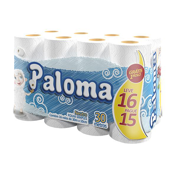 (PACOTE) Papel Higiênico Paloma Folha Simples c/16un