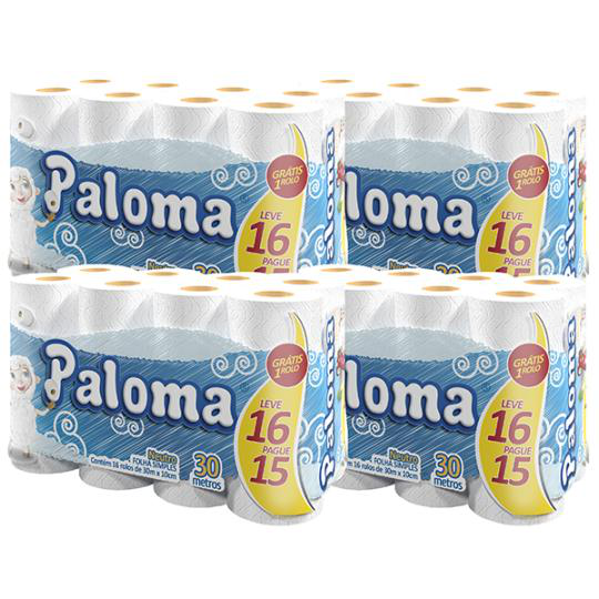 (FARDO) Papel Higiênico Paloma Folha Simples 4x16 de 30m