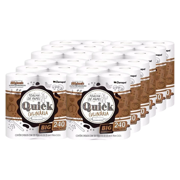 (FARDO) Papel Toalha Cozinha Quick BIG 240 Folhas c/12x2 rolos