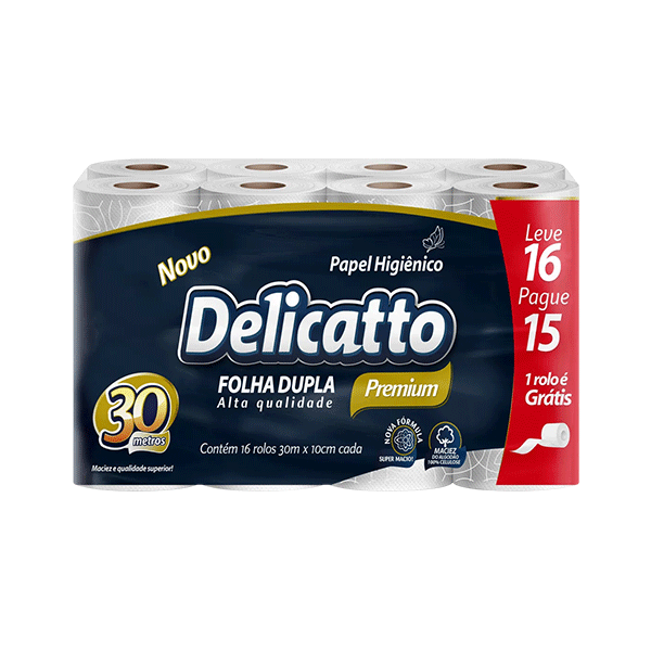 (PACOTE) Papel Higiênico Delicatto Premium Folha Dupla c/16 de 30m