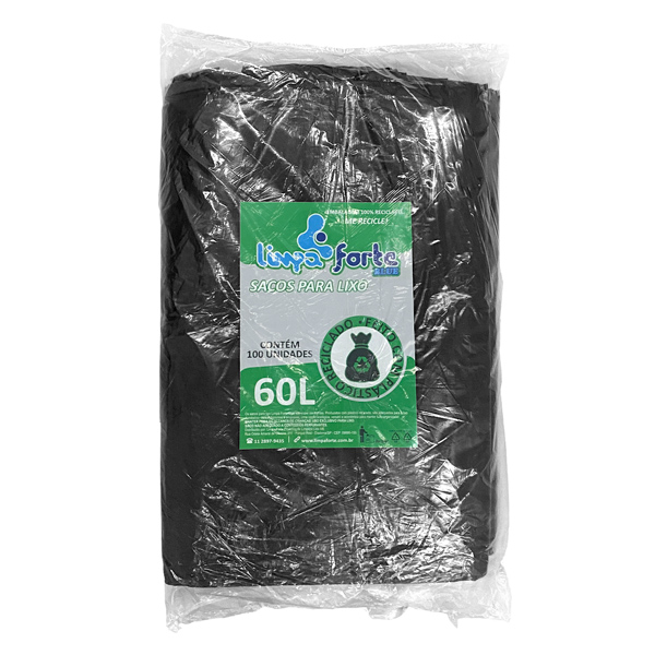 Saco para Lixo Preto 60 litros LIMPA FORTE BLUE c/100und
