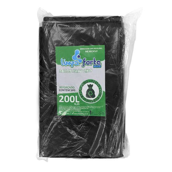 Saco para Lixo Preto 200 litros (0,15) REFORÇADO LIMPA FORTE BLUE c/5kg