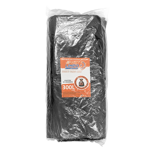 Saco para Lixo Preto 300 litros (0,10) FASTLIMPO c/50und