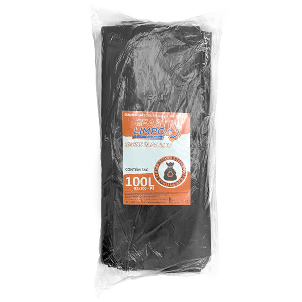 Saco para Lixo Preto 100 litros BL 92x100 FASTLIMPO P5 c/5Kg