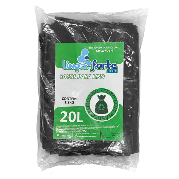 Saco para Lixo Preto 20 litros (0,06) LIMPA FORTE BLUE P1 c/1,2Kg
