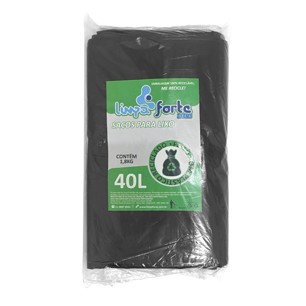 Saco para Lixo Preto 40 litros (0,06) LIMPA FORTE BLUE P2 c/1,8Kg