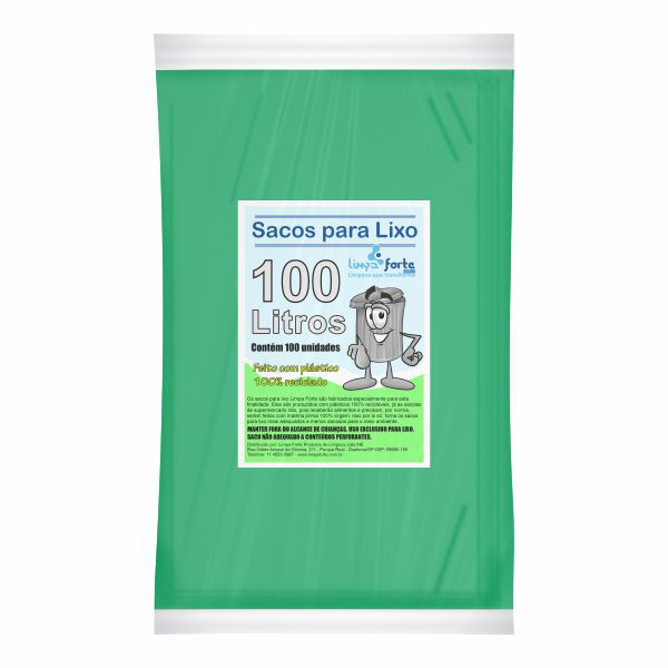 Saco para Lixo Verde 100 Litros (92x100) FORTE 100un