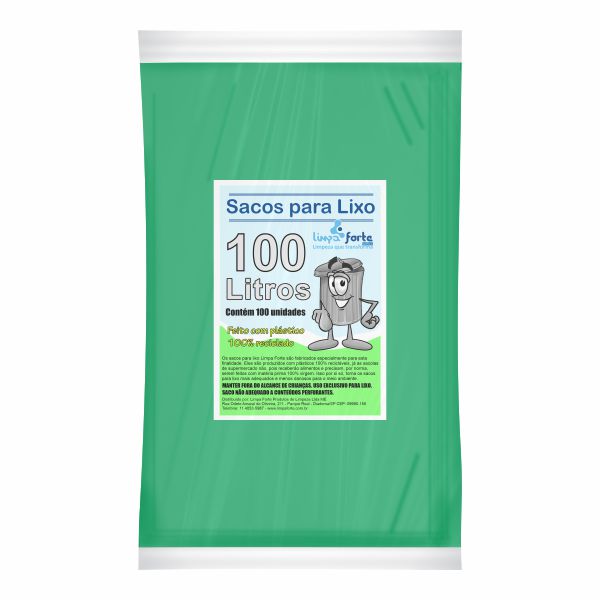 Saco para Lixo Verde 100 Litros (92x100) FORTE 100un