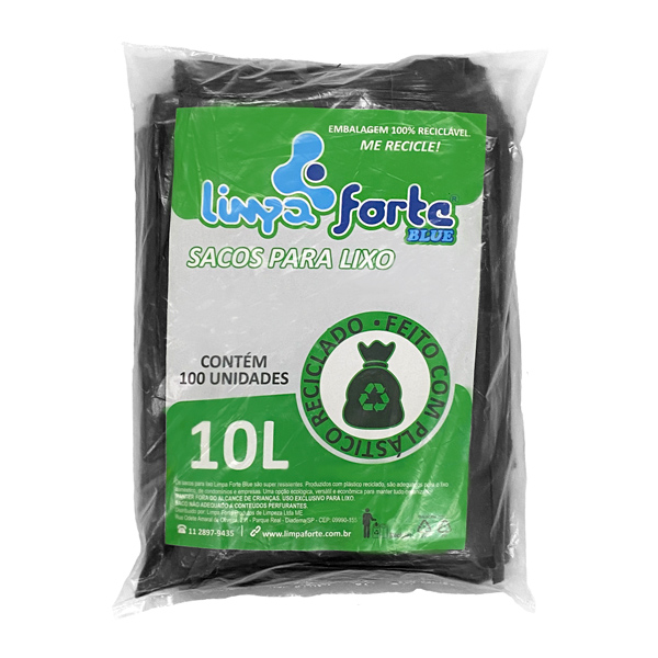 Saco para Lixo Preto 10 litros LIMPA FORTE BLUE c/100und