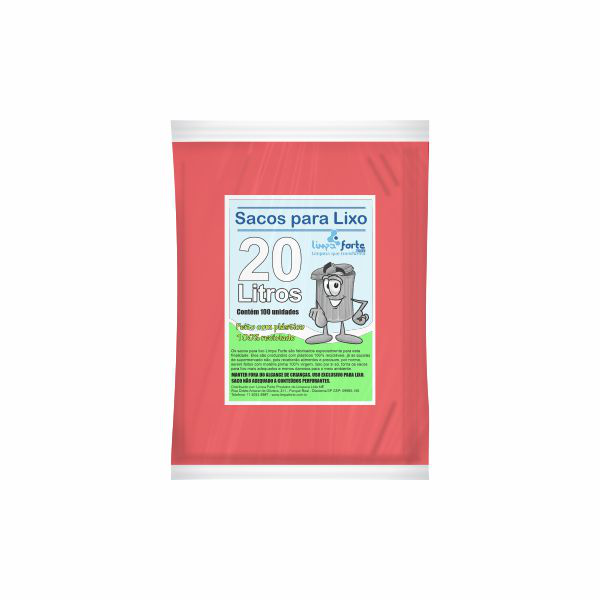 Saco para Lixo Vermelho 20 Litros FORTE 100un