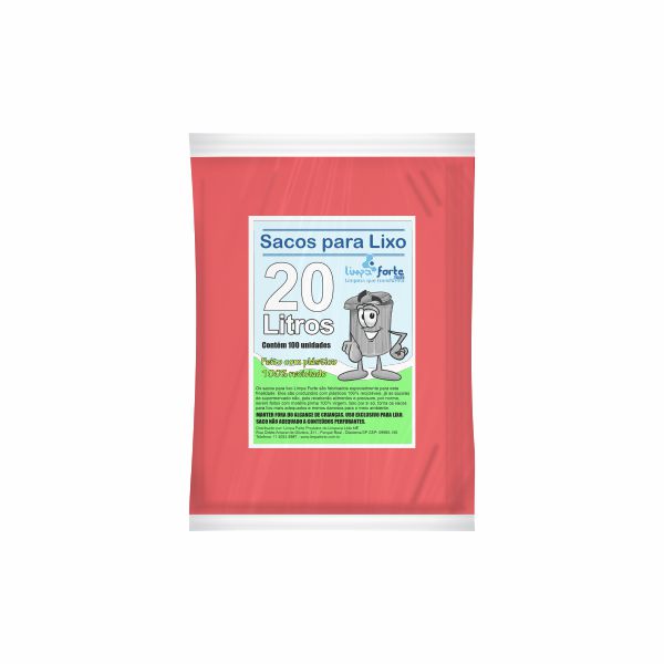 Saco para Lixo Vermelho 20 Litros FORTE 100un