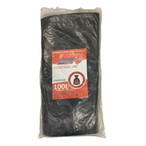 Saco para Lixo Preto 100 litros P3 FASTLIMPO ESPECIAL c/2Kg
