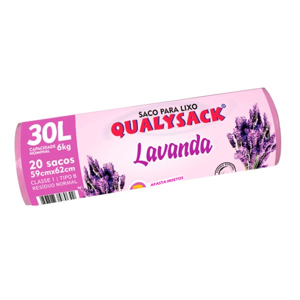Saco para Lixo Perfumado Qualysack Lavanda 30L c/20un