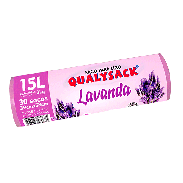 Saco para Lixo Perfumado Qualysack Lavanda 15L c/30un