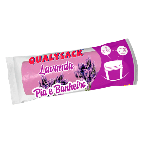 Saco para Lixo Perfumado Qualysack Lavanda Pia e Banheiro c/ 50un