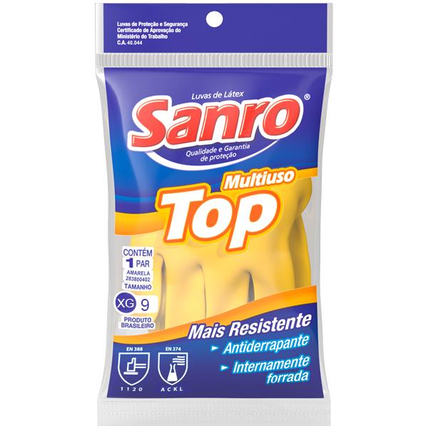 Luva Latex Sanro Top Amarela XG 1pr
