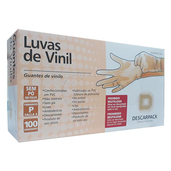 Luva de Vinil Descartável SEM Pó P (CAIXA) 100un