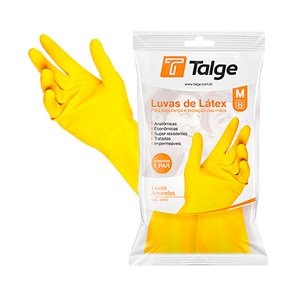 Luva Latex Talge Amarela M 1pr