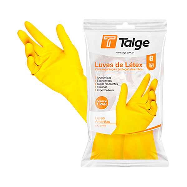 Luva Latex Talge Amarela G 1pr