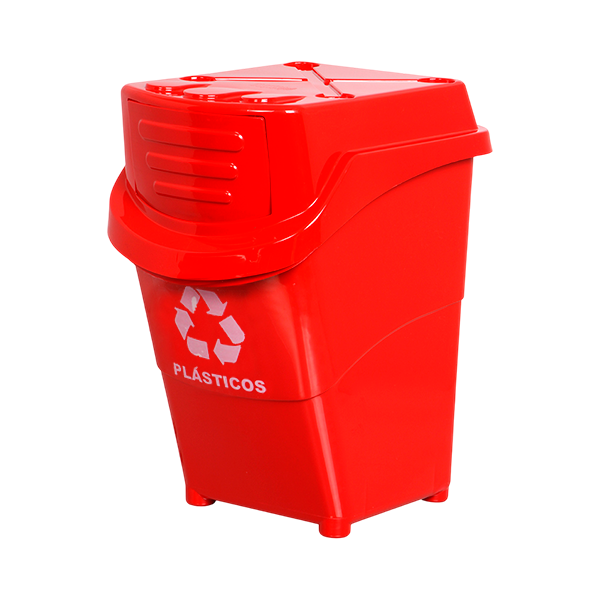 Lixeira Empilhável Seletiva 27L Plasnew Vermelha