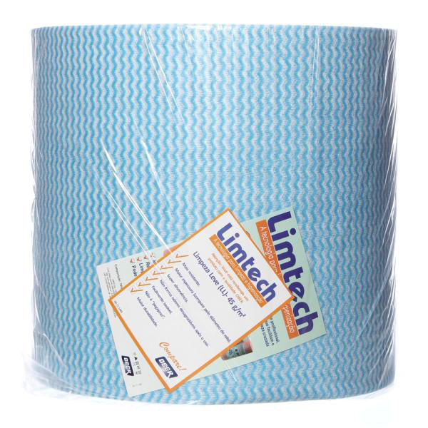 Pano Multiuso Limtech Limpeza Leve Azul 33x50cm Rolo c/300m