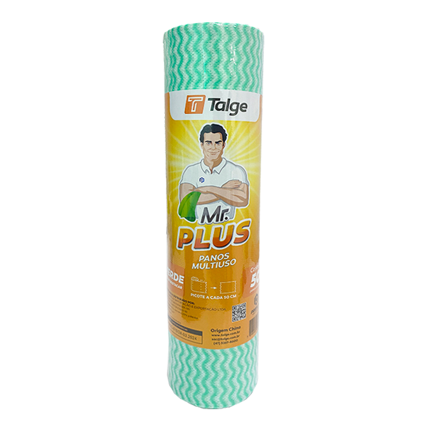 Pano Multiuso Mr. Plus Talge Verde Rolo c/25m