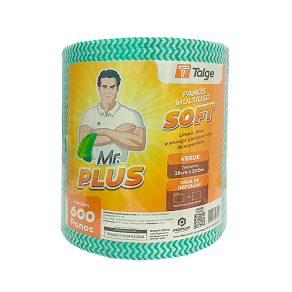 Pano Multiuso Mr. Plus Talge Verde Rolo Grande c/300m