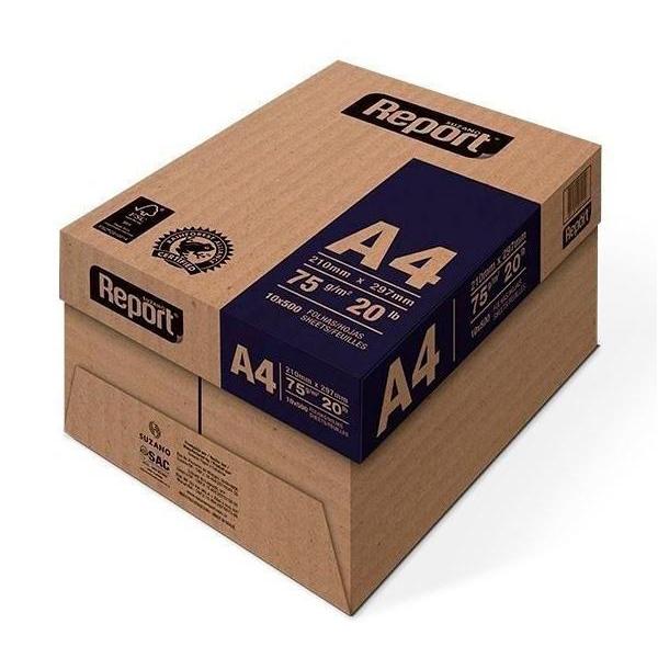 (CAIXA) Papel Sulfite 75g Branco A4 Report Suzano c/500 folhas X 10