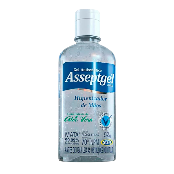 Álcool Gel para Mãos Asseptgel Aloe Vera c/ 52g