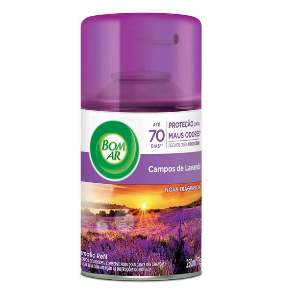 Odorizador Bom Ar Automático Refil Campo de Lavanda 250ml