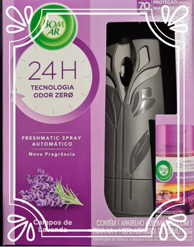 Odorizador Bom Ar Automático Ap+Refil Lavanda Cinza 250ml