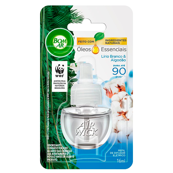 Difusor Elétrico Bom Ar Branco & Algodão Refil 16ml