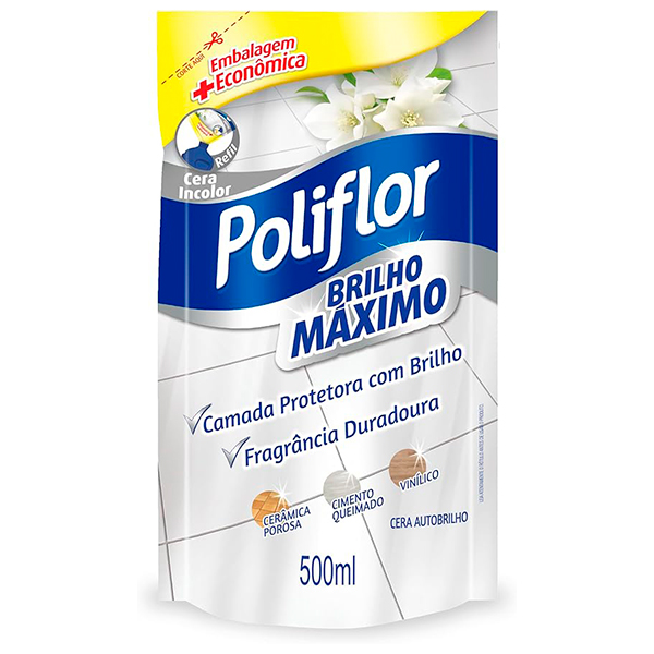 Cera Líquida Poliflor Brilho Máximo Incolor Sachet 500ml