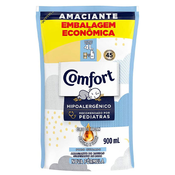 Amaciante Concentrado Comfort Intense Puro Cuidado Hipoalergênico Sachet 900ml