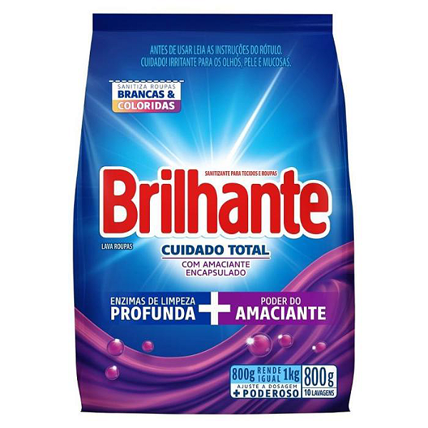 Detergente em Pó Brilhante Limpeza Total Sachet 800g