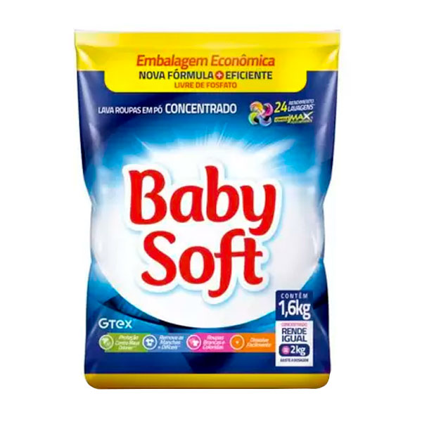 Detergente em Pó Baby Soft Sachet 1,6kg