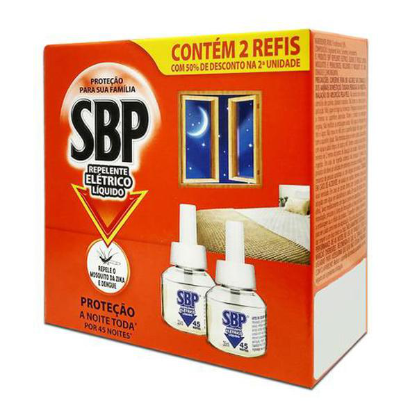 Repelente Elétrico Líquido SBP 45 Noites Refil 35ml Tradicional c/2un