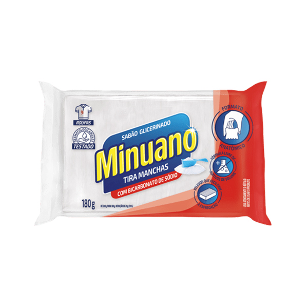 Sabão em Pedra Glicerinado Minuano Tira-Manchas c/160g (1 BARRA)