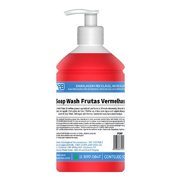 Saboneteira Soap Wash Frutas Vermelhas DHPB 500ml