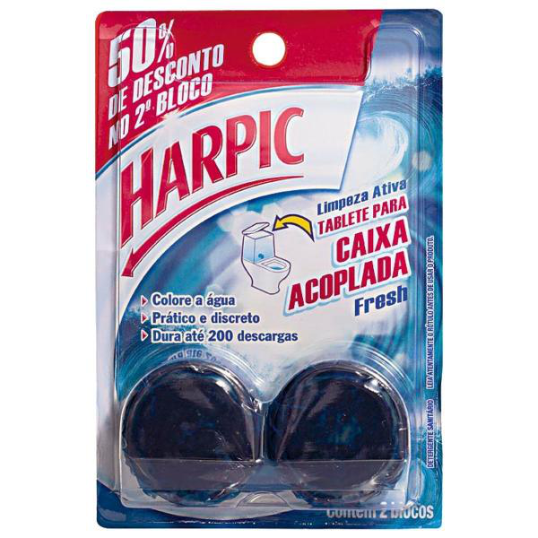 Tablete p/ Caixa Acoplada Harpic Acqua Marine c/ 2un
