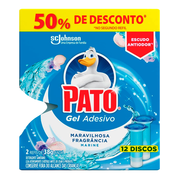 Detergente Sanitário Pato Gel Adesivo Refil Marine 6 Discos c/ 2un