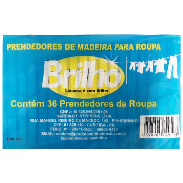 Prendedor de Madeira p/ Roupas Brilho c/36un