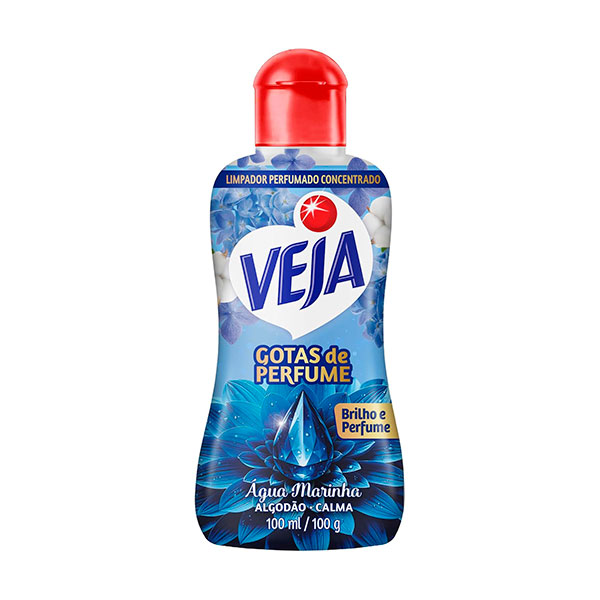 Limpador Perfumado Veja Gotas de Perfumes Água Marinha Algodão 100ml
