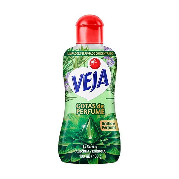 Limpador Perfumado Veja Gotas de Perfumes Perfume Citrino Alecrim 100ml