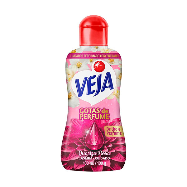 Limpador Perfumado Veja Gotas de Perfumes Quartzo Rosa Jasmim 100ml